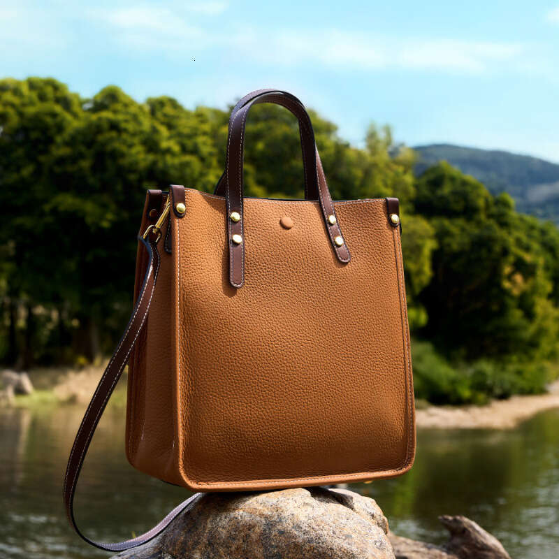 Fashion Designer Genuine Vertical Tote Handbag Shoulder Briefcase Women Soft Leather Crossbody Bag