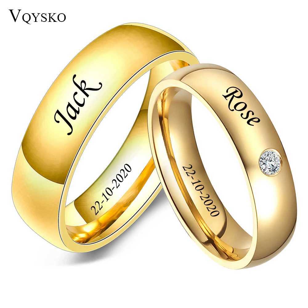 Fashion Wedding Band Couple Ring Customized Name Date Love Information Promise Alliance Anniversary Personalized Gift for Women W250417