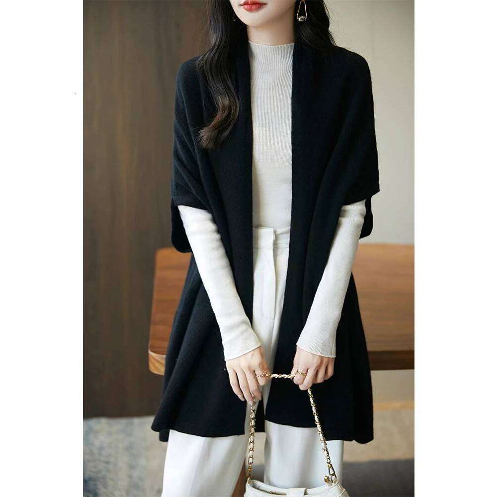 New Women 100% Merino Wool Sweater Casual Warm Shawl Cardigan Loose Cashmere Knitwear Autumn Winter Soft Cozy Tops Clothing MDNG