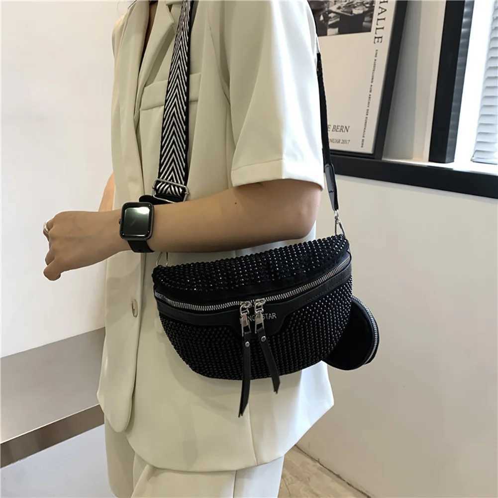 New Fi Rhine Waist Belt Bag Lady Shiny Shoulder Crossbody Bags PU Leather Ch Pack for Women Handbags Xmas Gifts Y250724