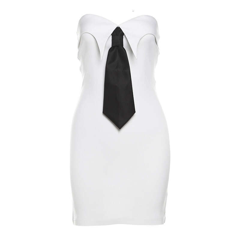 2024 Autumn New Women's Solid Color Slim Fashion Off-Shoulder Strapless Backless Dress 674