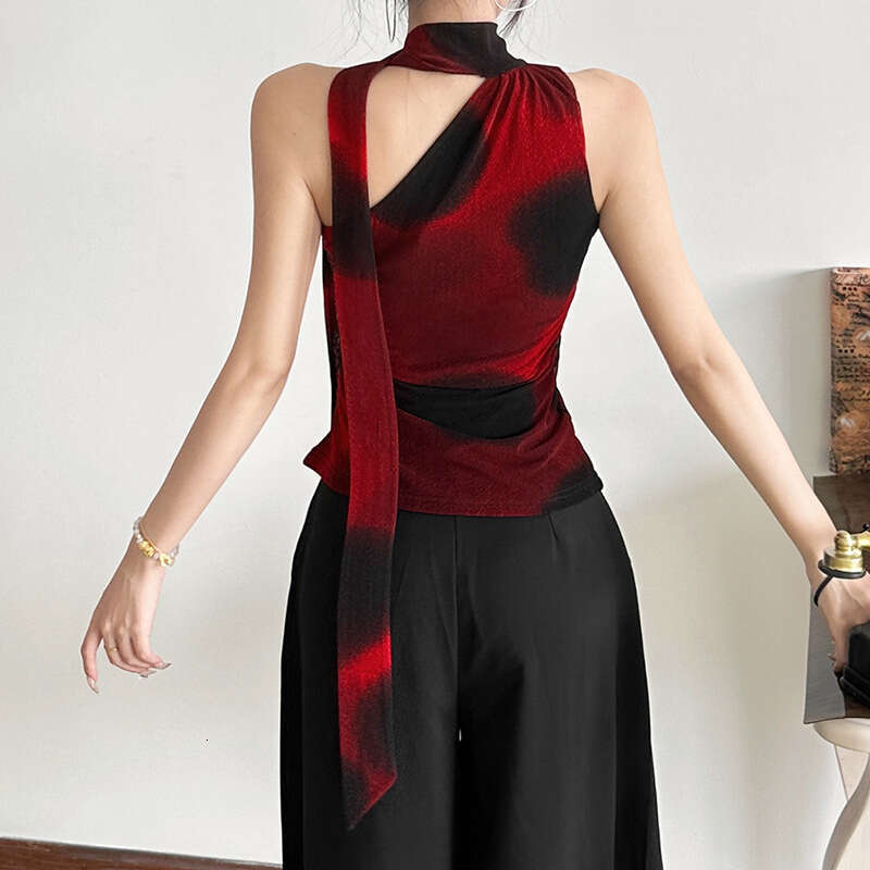 INS Style 2025 Spring New Women's Solid Color Slim Street Fashion Halter Neck Sleeveless Tank Top 842