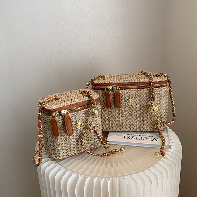Luxury Brand Designer Bag Forest Style Straw Bag Bags Woven Handheld Box Bag Beach Shoulder Crossbody Small Style High-End Women's Bag