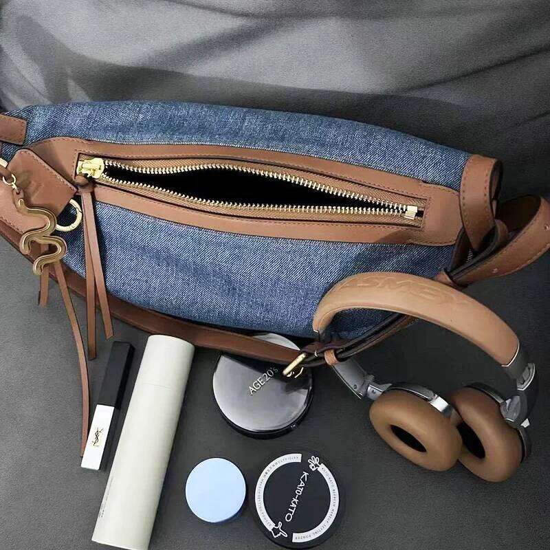 Women's Bags Designer Korean Casual Denim Hobos Cloth Bags For Women Designer Handbags Purses New In PU Splicing Design Underarm Shoulder
