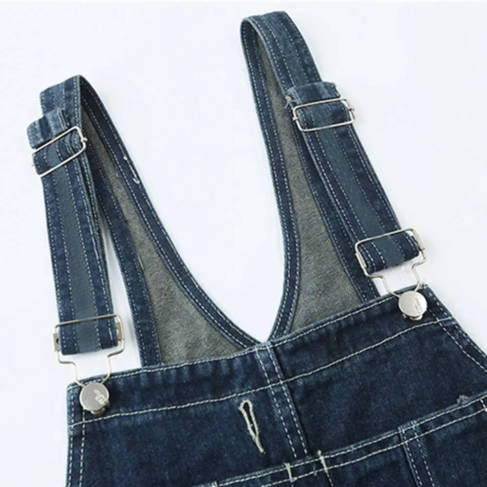 MultiPocket Denim Overalls Mens Cargo Bib Trousers Solid Color Loose Baggy Jumpsuit Cowboy Dungarees 250725