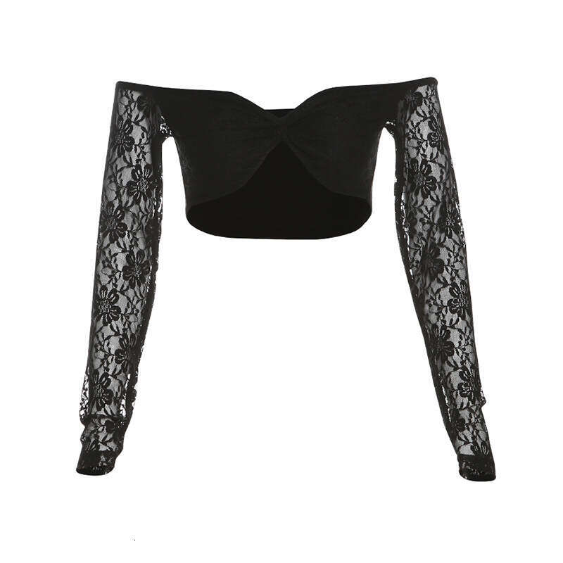 2024 Summer New Women's Fashion Solid Color Sexy Long Sleeve Mesh Tube Top 0a9