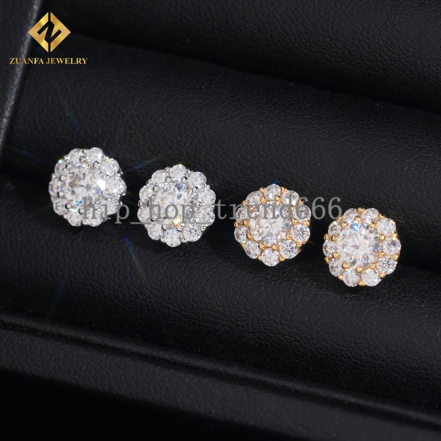 Hot Saling 8.8mm Moissanite Earring Rapper Fashion Diamond Earring Solid 18k Gold 925 Silver VVS1 Moissanite Iced Out Earrings
