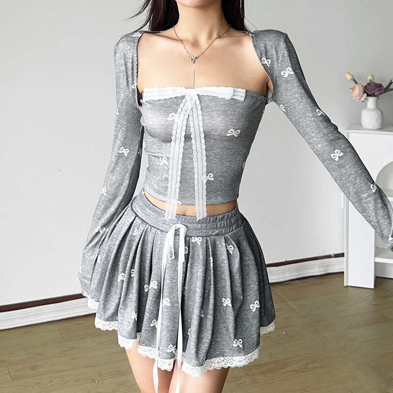 2024 Autumn New Women's Solid Color Slim Fit Long Sleeve Top Fashion High Waist Skirt Set 4be
