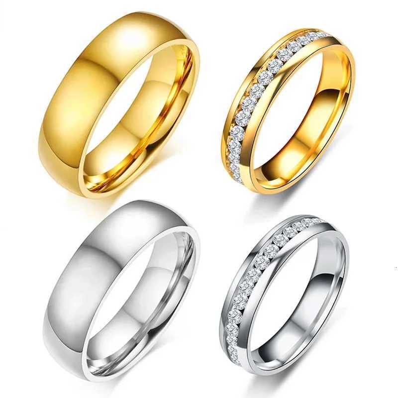 Gold silver wedding ring mens jewelry stainless steel engagement ring couples anniversary gift amazing price W250417