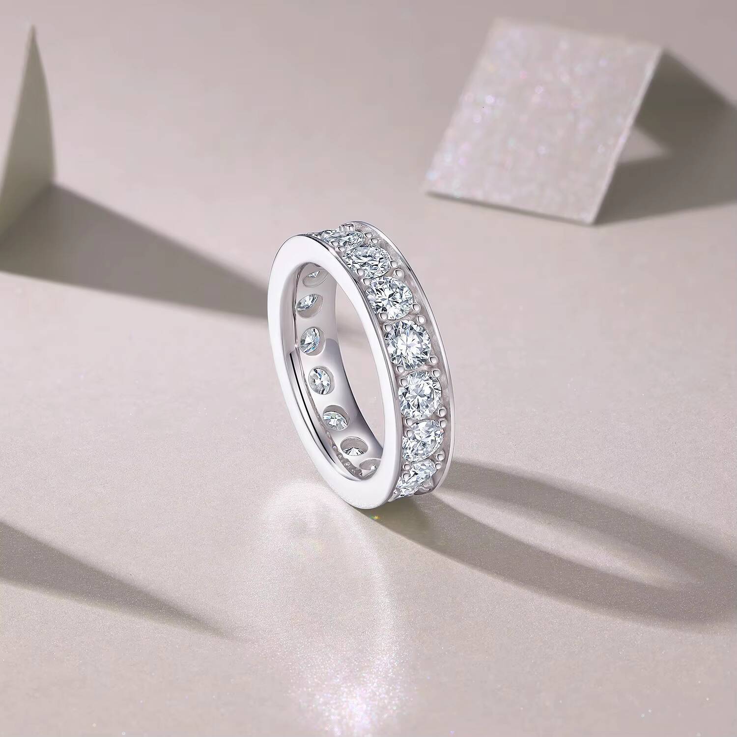 High-End 2MM Moissanite Engagement Ring with True D-Color Diamond Tester-Passed S925 Pure Silver Inlay Luxury Jewelry