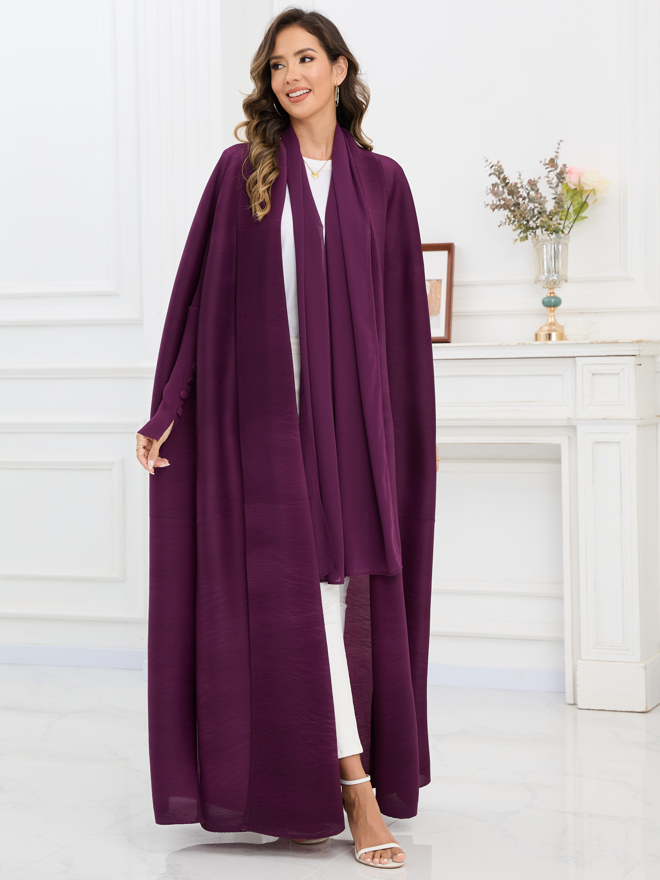 Ethnic Clothing Ethnic Dress - Vibrant Cultural Apparel for Festivals The elegant and loose cardigan with an Arabian style for ladies is trendy NZ003