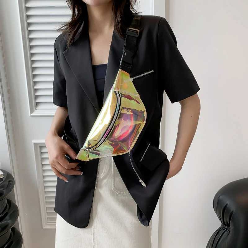 Waist Bag Personality Dazzling Laser Fanny Pack Waterproof Fi Holographic Crossbody Bag Pocket Closure Coin Purse Y250724