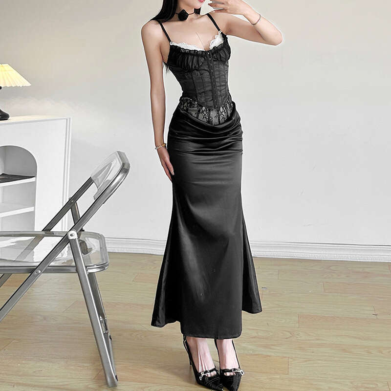 2023 Autumn Winter New Women's Solid Color Slim Fit Bodycon Street Fashion High Waist Pleated Skirt cd2