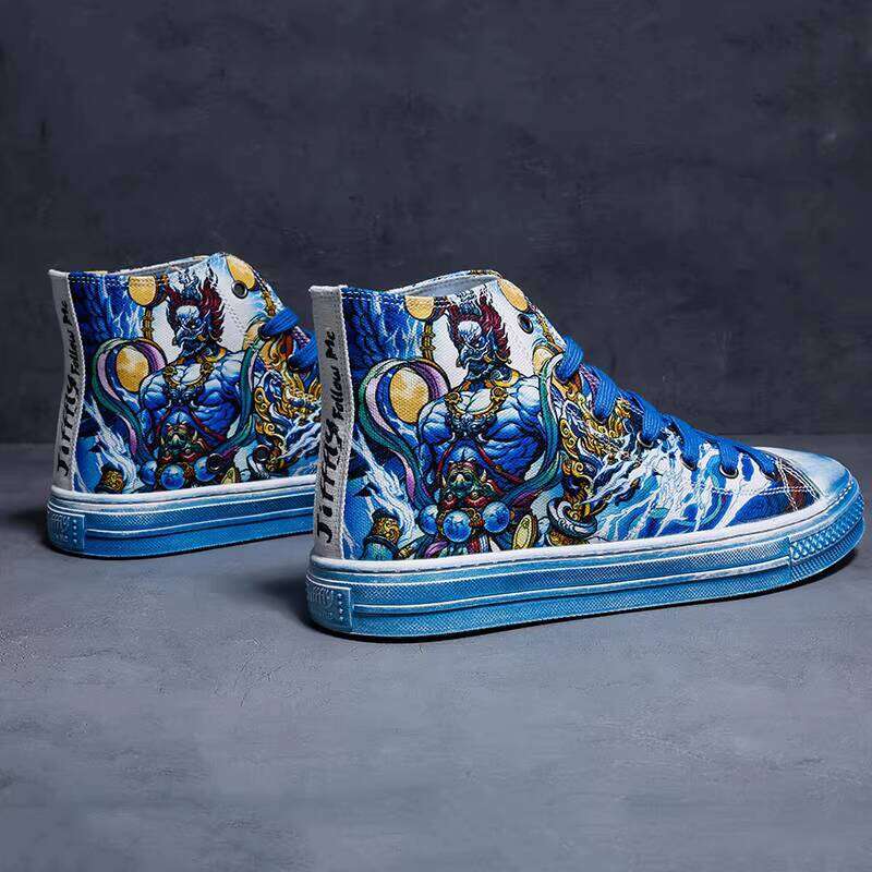 Leishen Shan Hai Jing Men's Trendy Chinese Style Board National Trend Hip Hop Canvas Graffiti Skateboard Shoes for Men