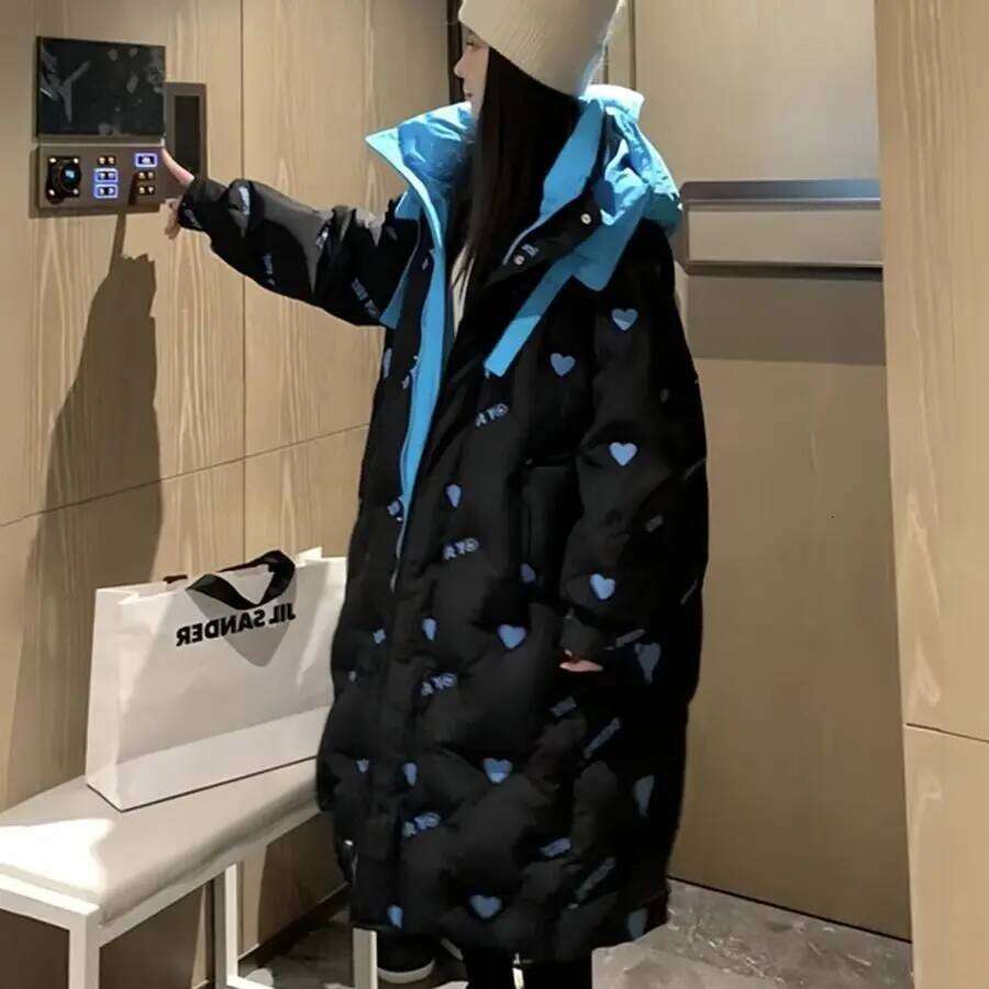 Winter White Duck Hooded Down Jackets New Thickened Warm Cotton Coat Fashion Loose Long Sleeves Parkas Jacket