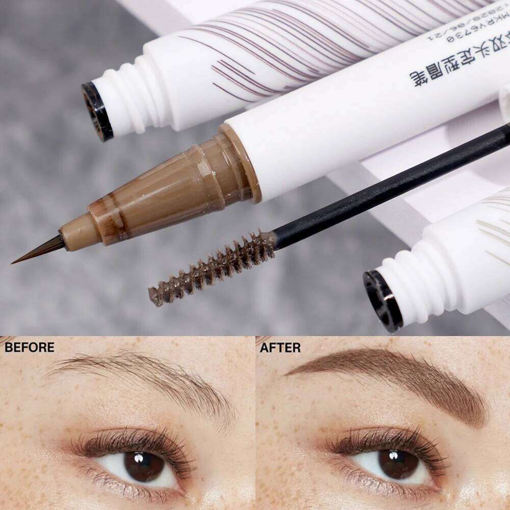 2 in1 Double-headed Liquid Eyebrow Pencil Long Lasting Easy To Color Dye Brow Cream Waterproof Lying Silkworm Eyeliner Cosmetics X250