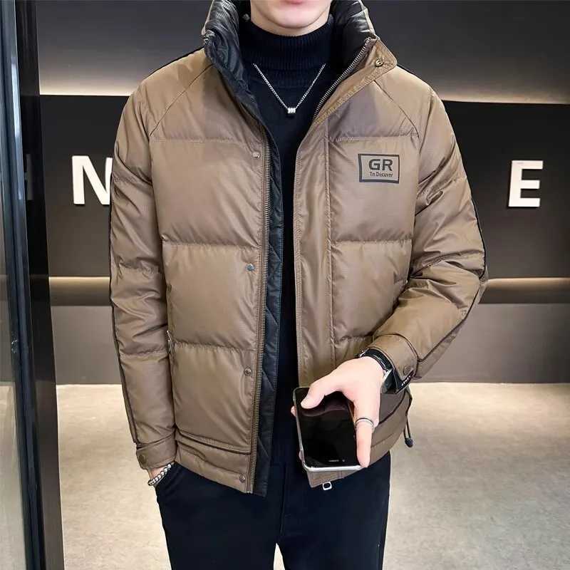 Fall Winter Mens White Duck Down Jacket Fashion Luxury Letter Print Patchwork Stand Up Thick Warm Down Jacket Mens Outerwear X250725