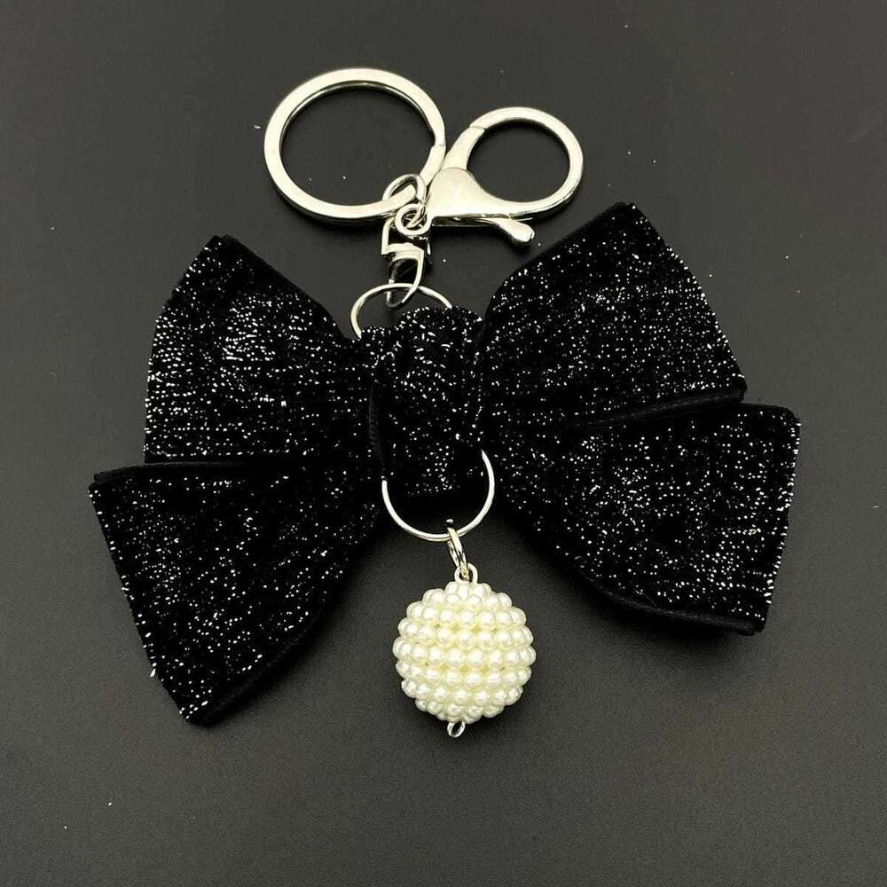 New Korean Style Fashion Veet Bow Keychain Pendant Creative Red Festive Gift Car Accessory