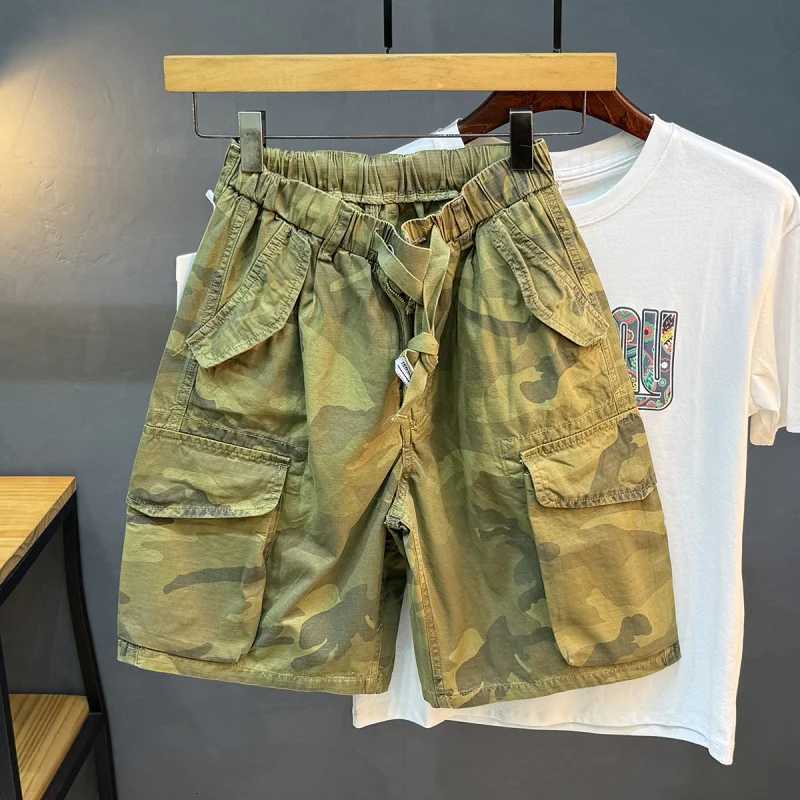 2025 Summer New Japanese Retro Camouflage Cargo Shorts for Men Loose American Casual Five-Point Shorts W250724