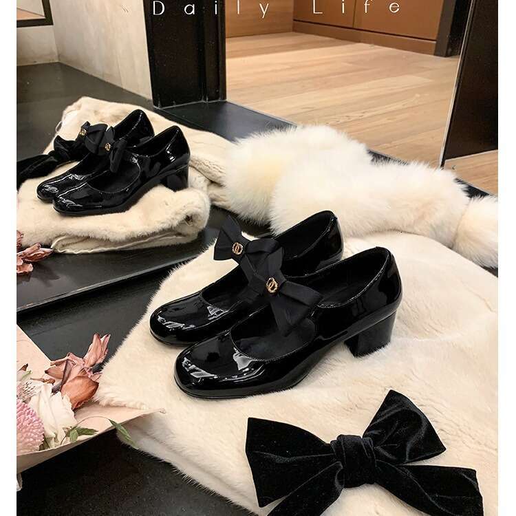 Premium Selection Designer French Style High Heels Single Mary Jane Huizhou Women's JK Uniform Leather Shoes