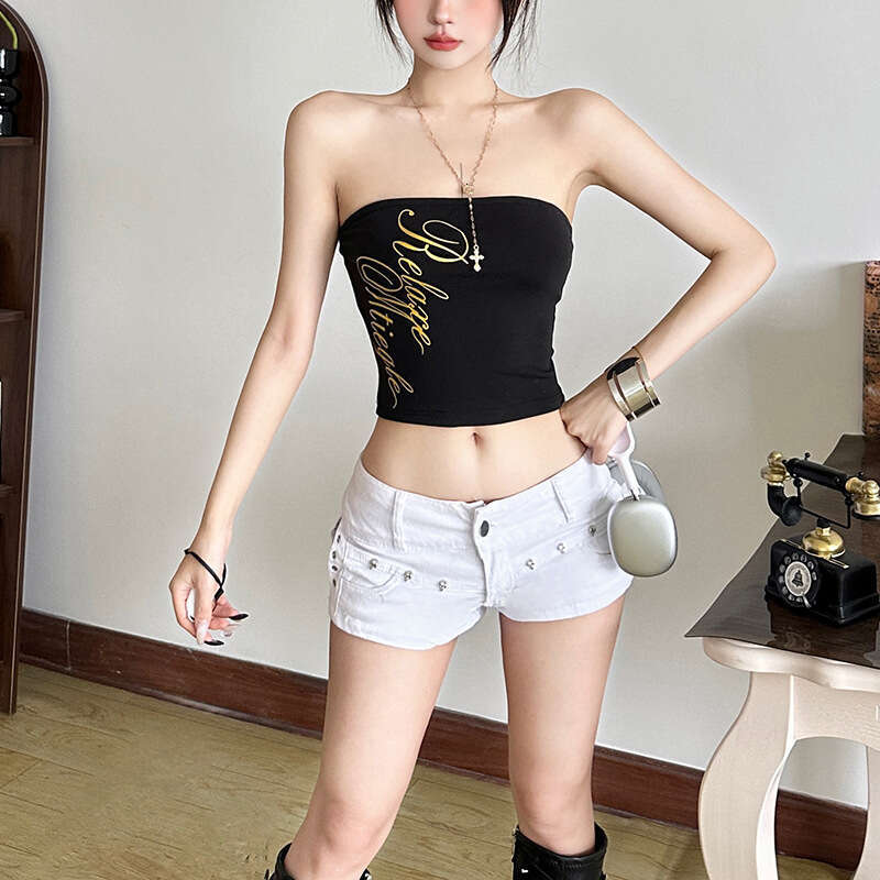 2025 Summer New Sexy Hot Girl Elegant Slim Fit Versatile Sleeveless Crop Top Women's Clothing 4ea