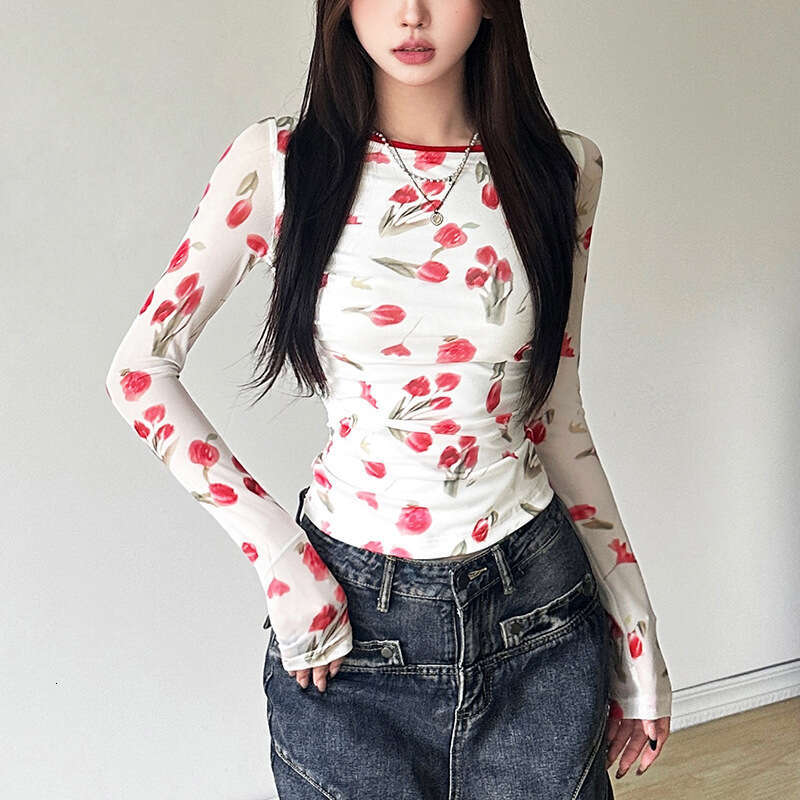 2024 Summer New Women's Fashion Solid Color Slim Street Style Round Neck Long Sleeve Backless Top c91