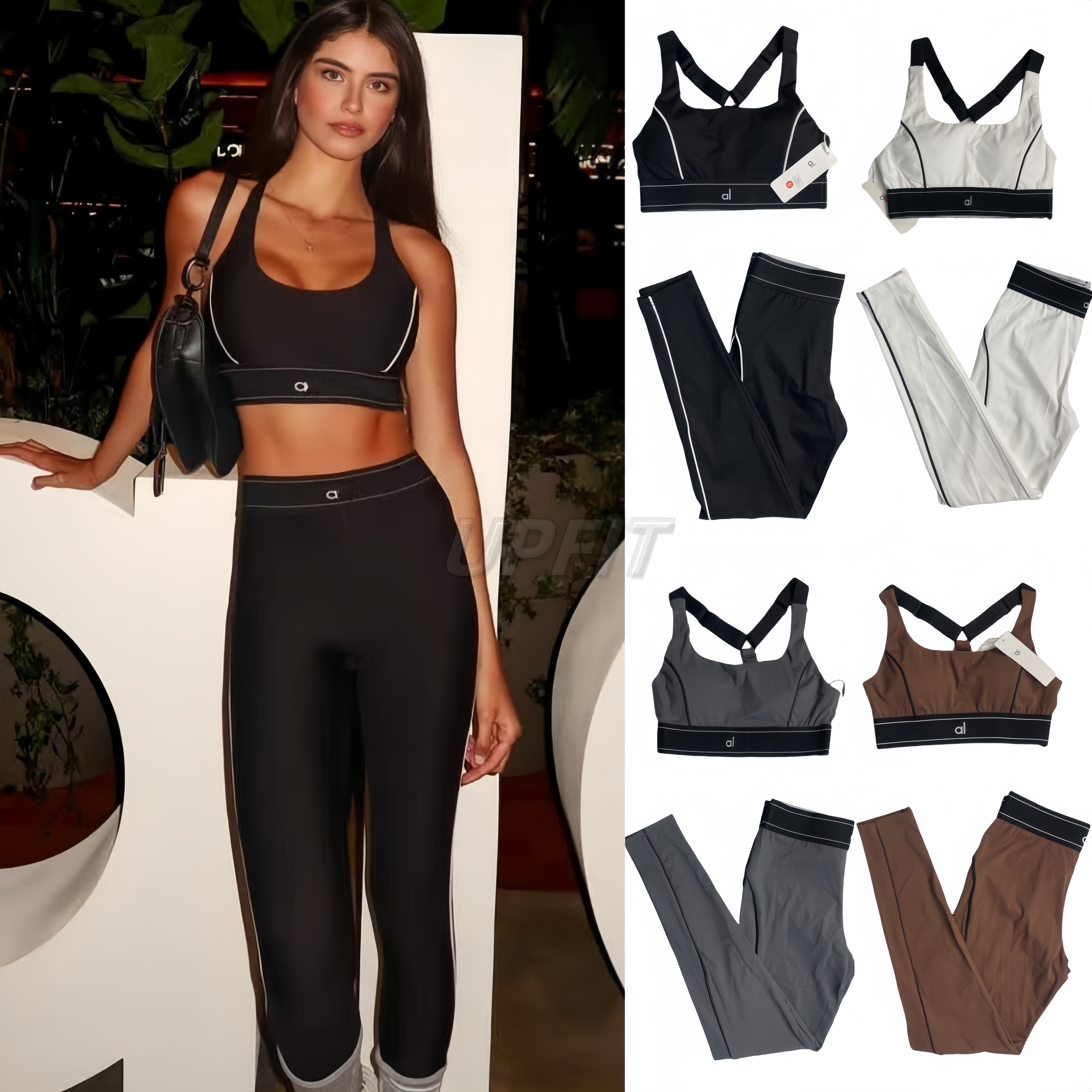 10A Breathable Summer New Yoga Bra+Leggings Sets High Quality Quick Dry High End Striped Dance Yoga Outfits Gym Running Fitness Women Yoga Clothes upfit 01