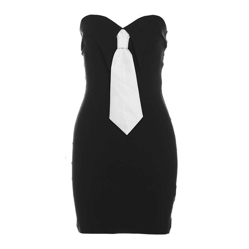 2024 Autumn New Women's Solid Color Slim Fashion Off-Shoulder Strapless Backless Dress 674