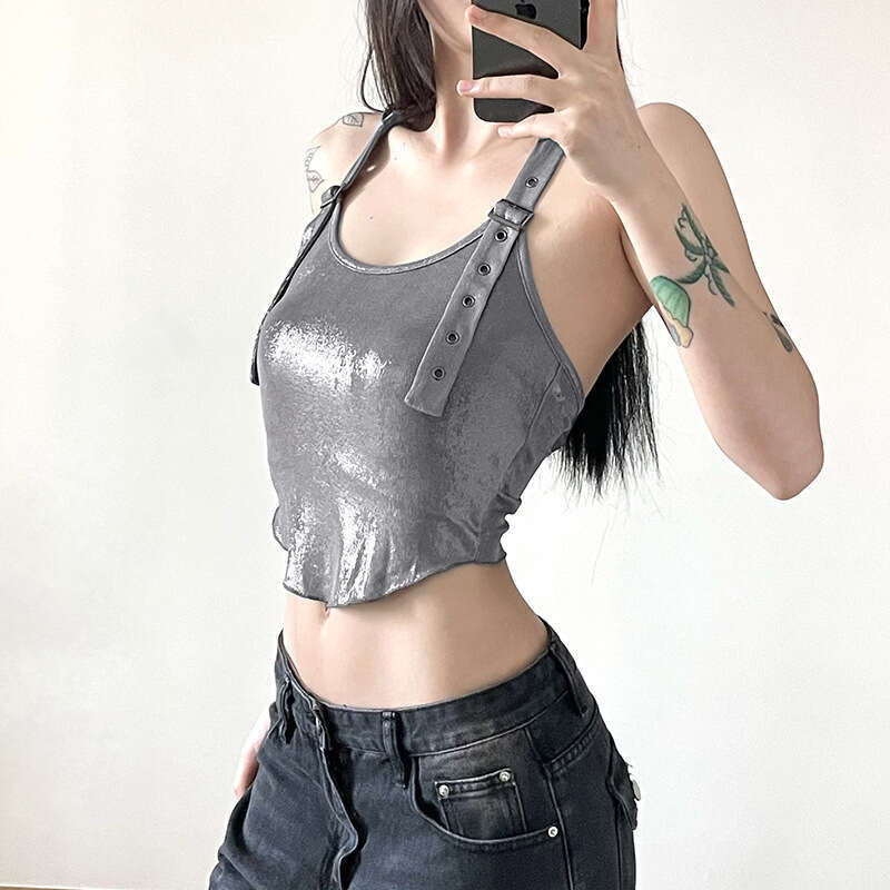 2023 Summer New Women's Solid Color Slim Fashion Hooded Halter Sexy Backless Tank Top e91