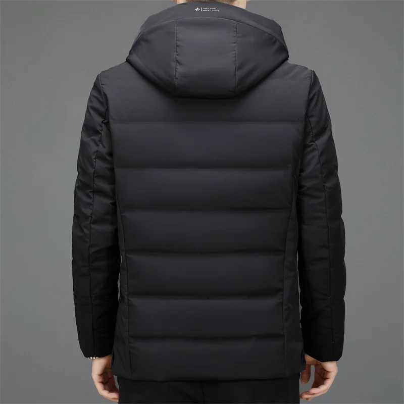 Casual Mens Hooded Duck Down Jackets Winter Business Windproof Wear Warm Puffer Coats Outdoor Solid Down Padded Tops Clothing X250725
