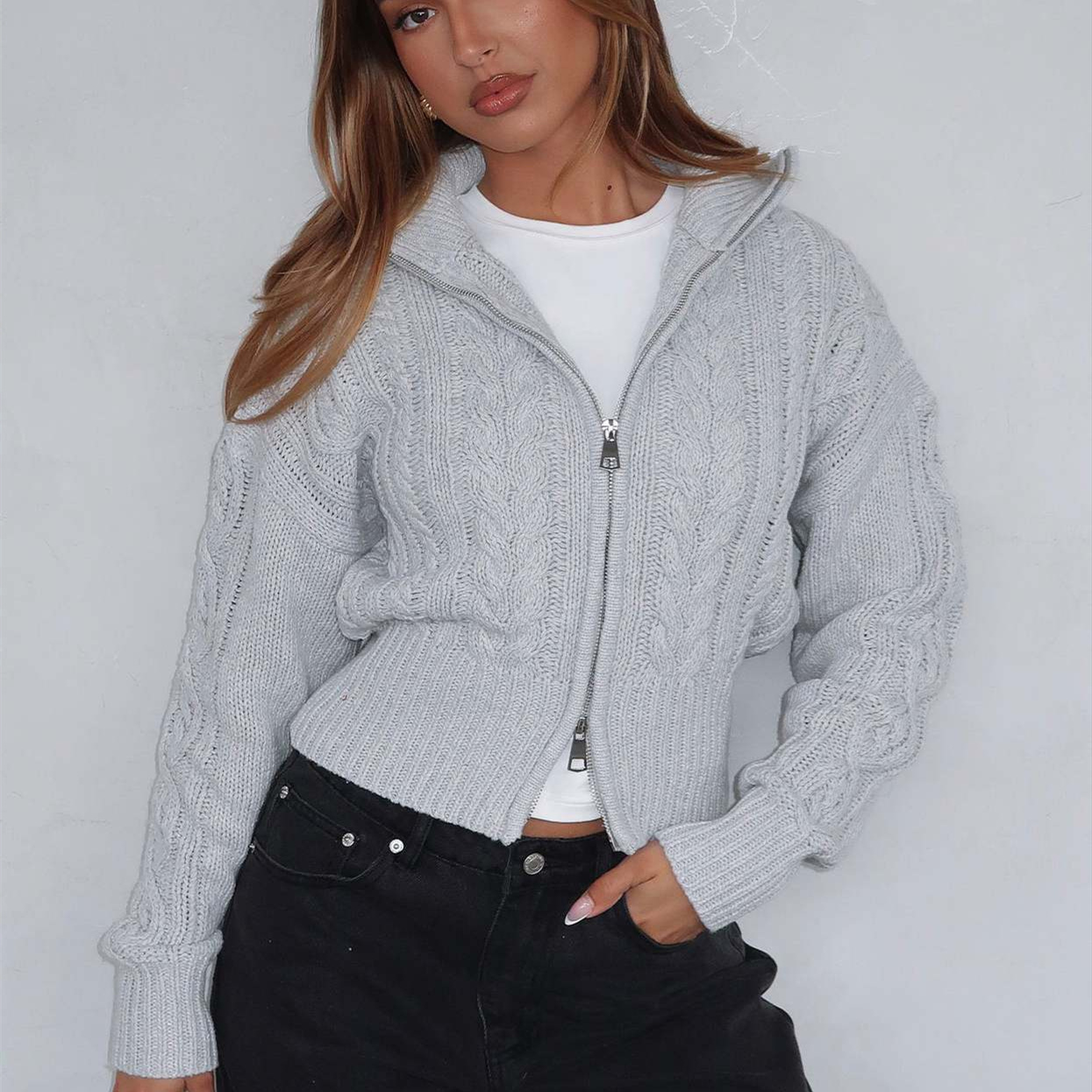 new Free shipping designer sweater for women French fashion sweater slimming and shoulder covering knitted top