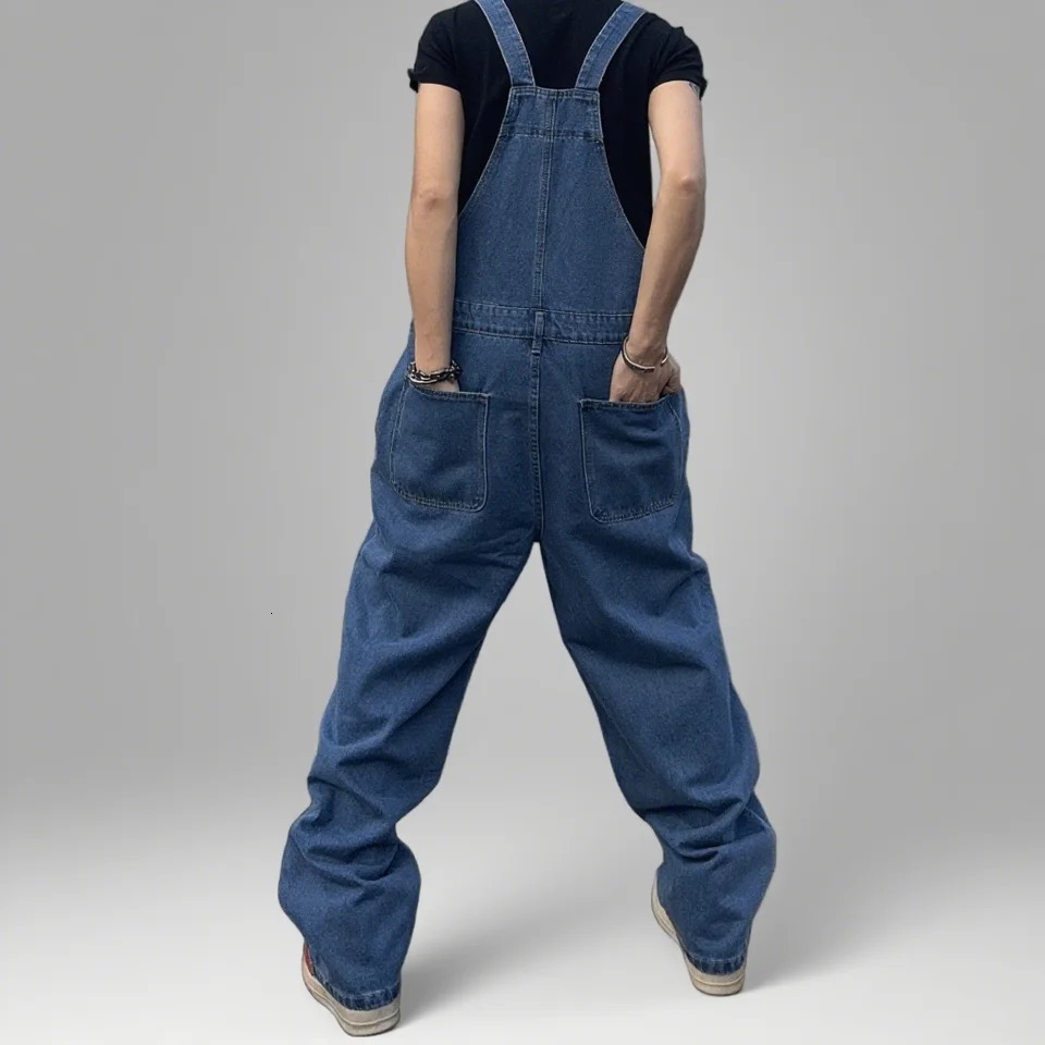 Overalls for Men Denim Suspenders Simple Baggy Jeans Mens Street Casual Solid Mid Waist Loose Washed Jumpsuits Length Tracksuit 250725