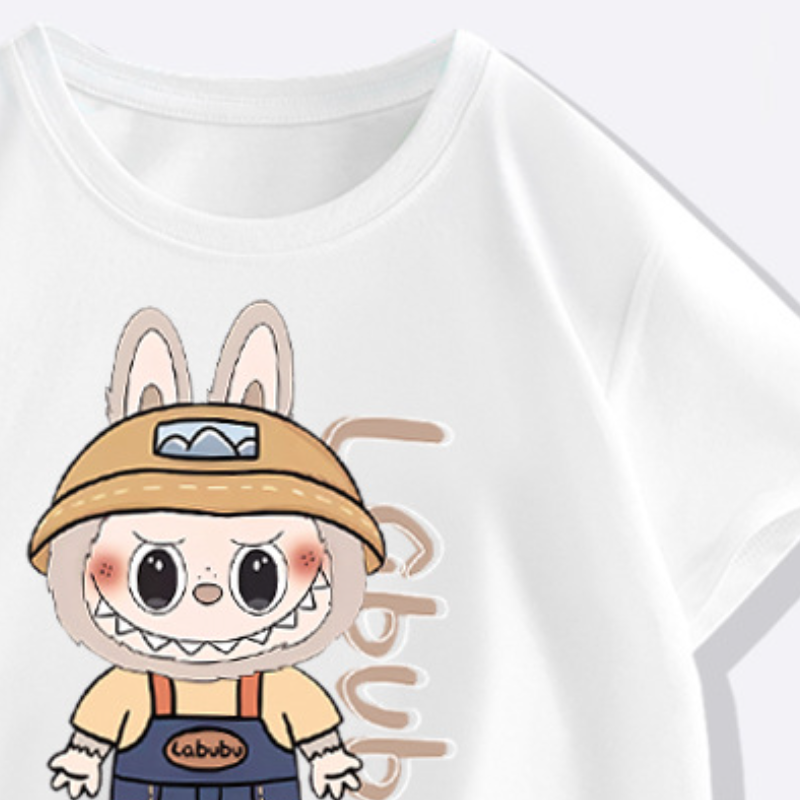 LABUBU cotton T-shirt with skin-friendly fabric for children's T-shirt for boys and girls clothing comfortable and soft short-sleeved T-shirt for