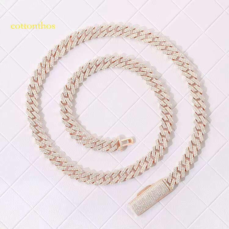 XingGuang Pass Test Sier Dia Link Necklace Iced Out 8mm Hip Hop VVS Moissanite Cuban Chain for Men