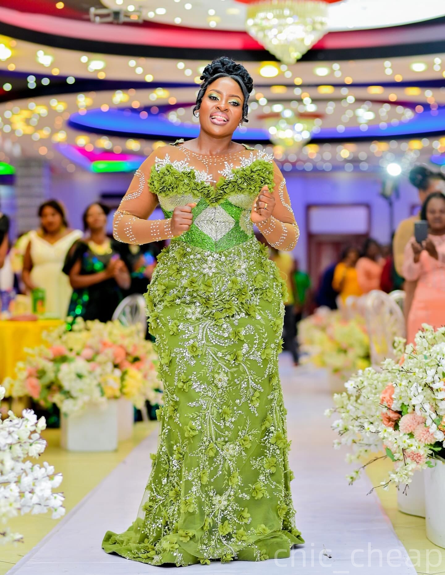 Mermaid Green Prom Dresses 2025 3D Floral Lace Beaded Crystals Evening Formal Party Second Birthday Engagement Gowns Plus Size Dress For Special Occas