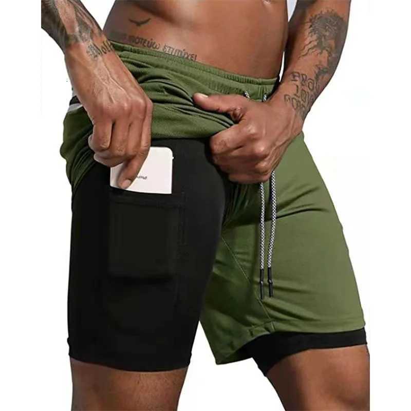Running Shorts Men 2 in Sports Shorts Double-Deck Quick-Dry Summer Mesh Men Shorts Jogging Gym Shorts Men Outdoors Sweatpants W250724