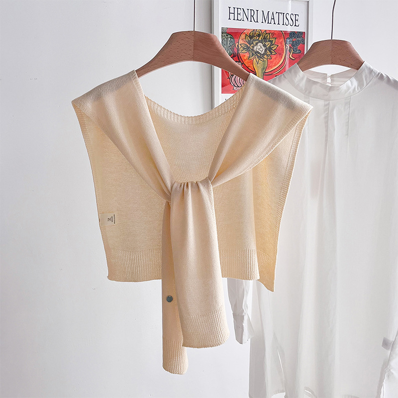 K1475 Knitted shawl women 2025 new style spring and autumn knitted shawl thin style net celebrity shirt solid color wool shoulder