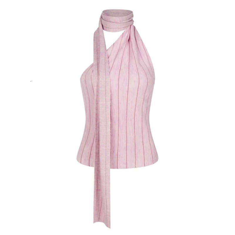 2025 Summer New Slim Fit Breathable Versatile Halter Neck Sleeveless Elegant Casual Fashion Women's Top 7e2