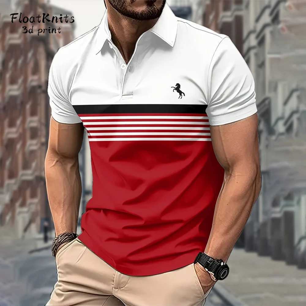 Business Striped Polo Shirts for Men Summer Quick-Drying Mens Short Sleeve Tee Fashion Mens Clothing Lapel Polo Man T Shirts XJ250725