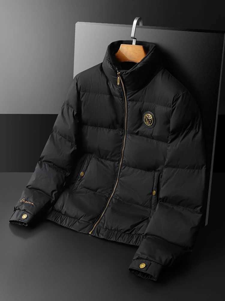 Stand Collar Thiened Winter Down Jacket Mens 2024 New White Du Feather Slim Fit Warm Outerwear Coat X250725