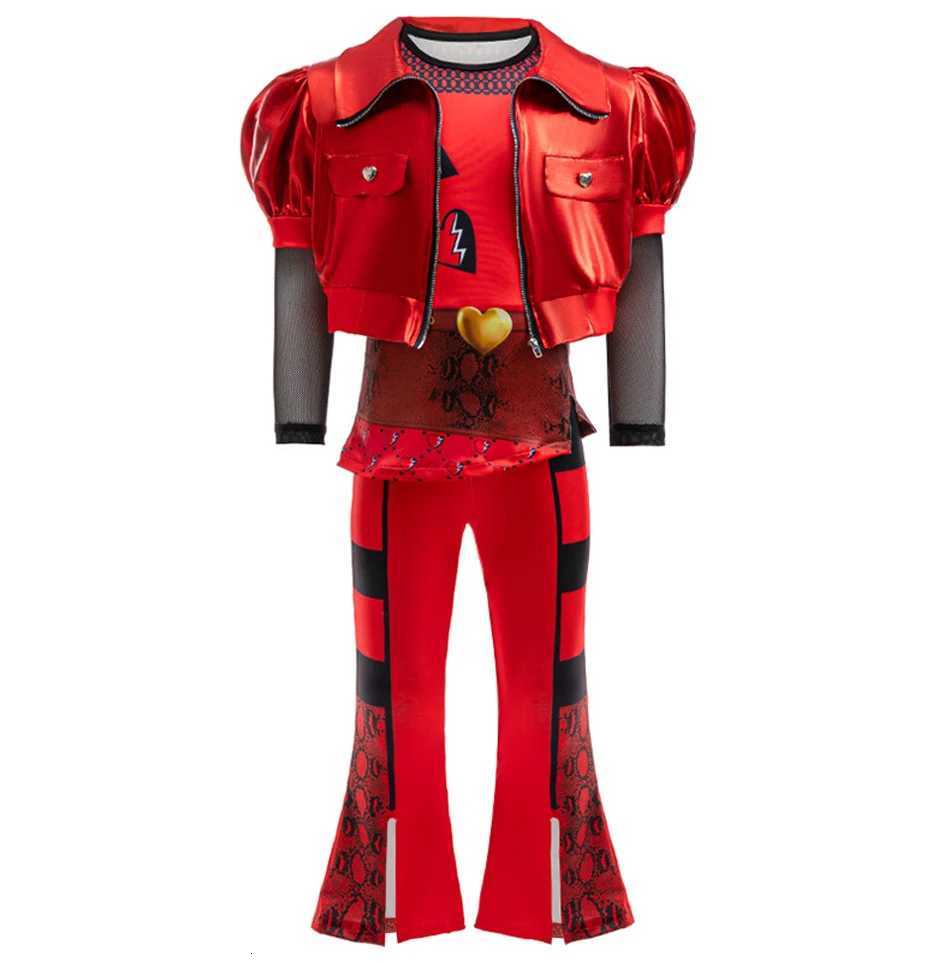 Halloween Descendants Cosplay Costume 3pcs Set Girls Red Heart Leather Long Sleeve Suit Carnival Birthday Stage costumes Outfits Z250725