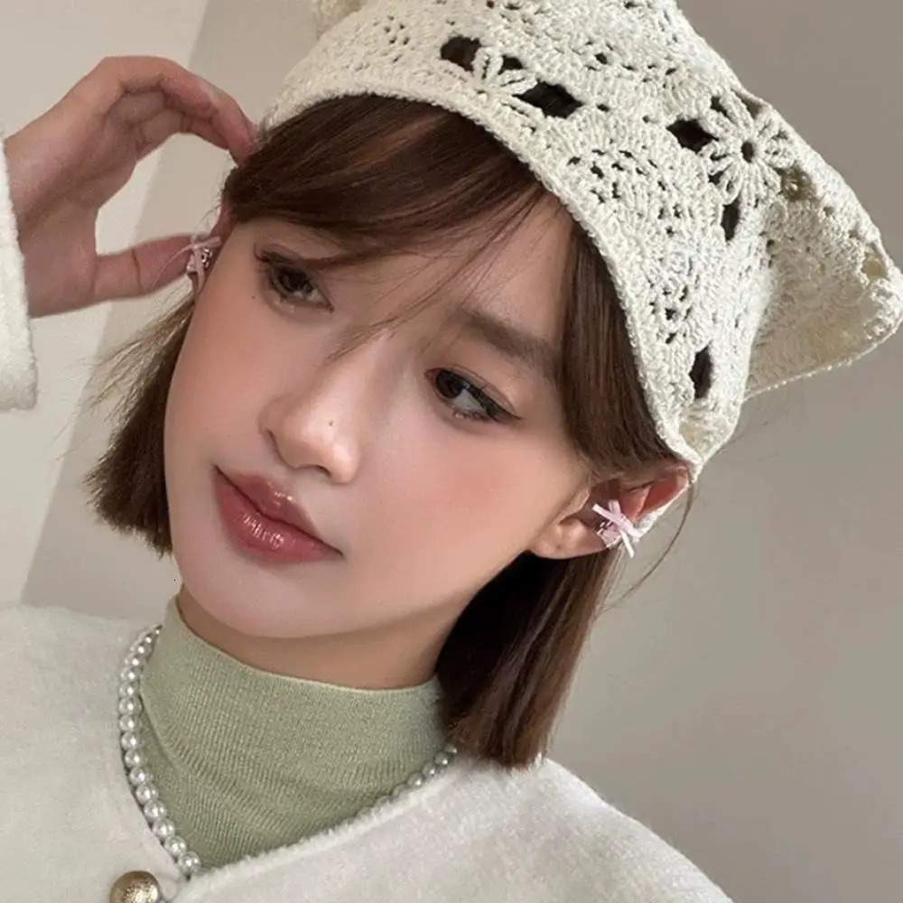 Triangle Headband French Pastoral Style Handmade Crochet Headscarf Knitted Triangle Hair Scarf Elegant Breathable Chic Headwrap 250723