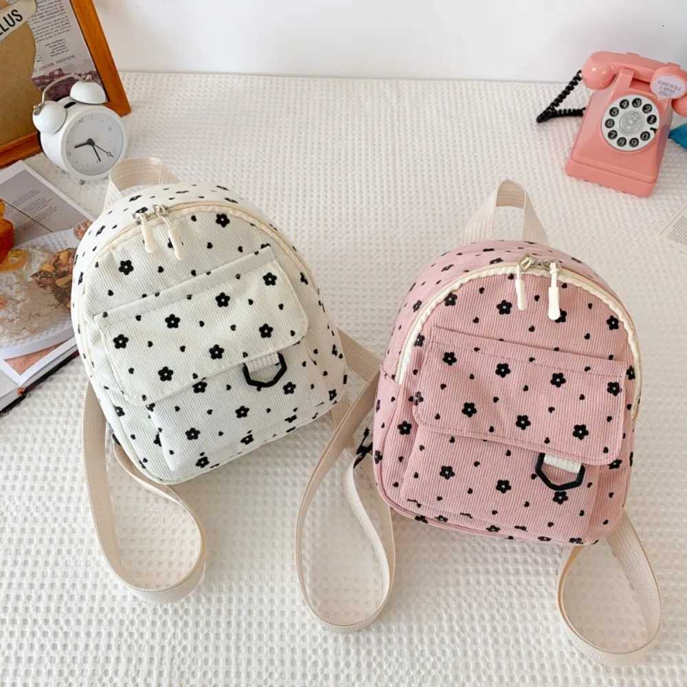 Cute Flower Print Small Backpacks Lightweight Multiple Pocket Corduroy Mini Backpack Ladies Fi Wen Shoulder Bag 4 Y250724