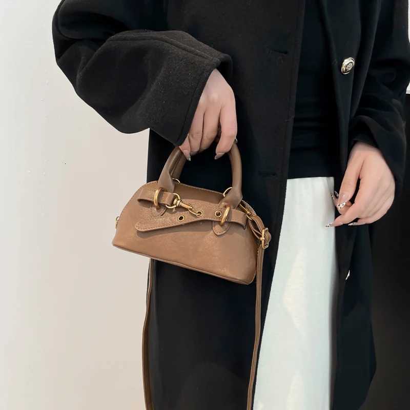 Small Size Top-handle Bags for Women Belt Buckle Design Mini Shoulder Crossbody Shell Bag Luxury Designer Purses and Handbags Y250725