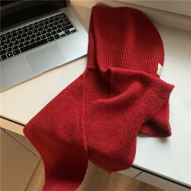 Korean Balaclava bonnet beanies y2k Hat scarf one-piece thickened warm retro Neck protection winter accessories knitted Law hat 250724