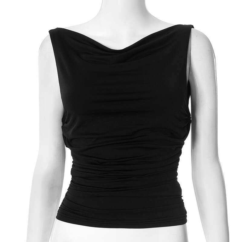 Y25tp005 Women's Spring Summer New Sleeveless Swing Collar Backless Sexy T-Shirt Top B5