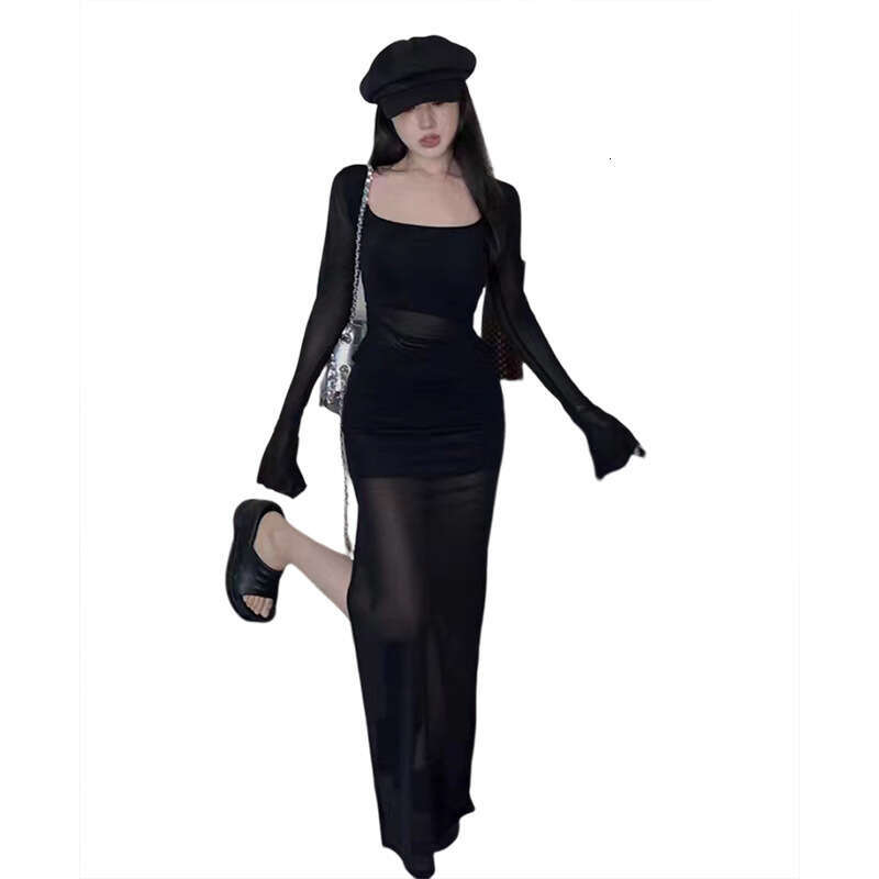 2023 Summer New Women's Fashion Sexy Long Sleeve T-Shirt High Waist Half-Length Skirt Set 1db