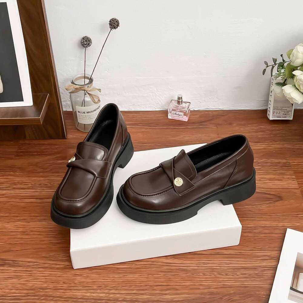 Designer Spring New Height-Increasing Thick-Soled Loafers Petite French Campus Style Small Leather Shoes for Women