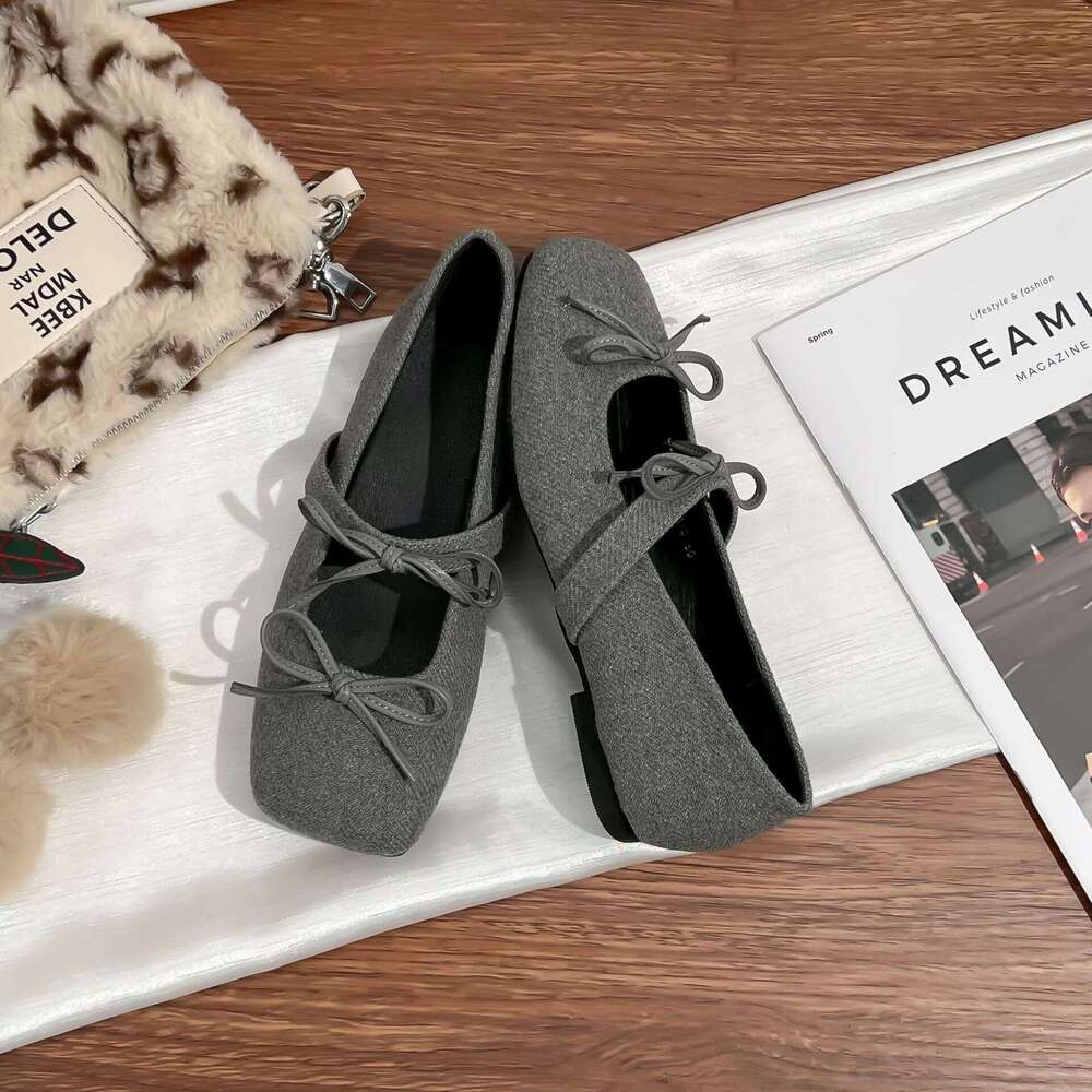 Designer Spring New Bowknot Casual Flat for Women Comfortable Soft Sole One-Strap French Style Shallow Mouth Single Shoes
