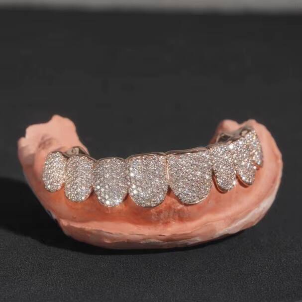 Luxury Body Jewelry Custom Made Iced Out 10k Rose Gold VVS Moissanite Diamond Grillz